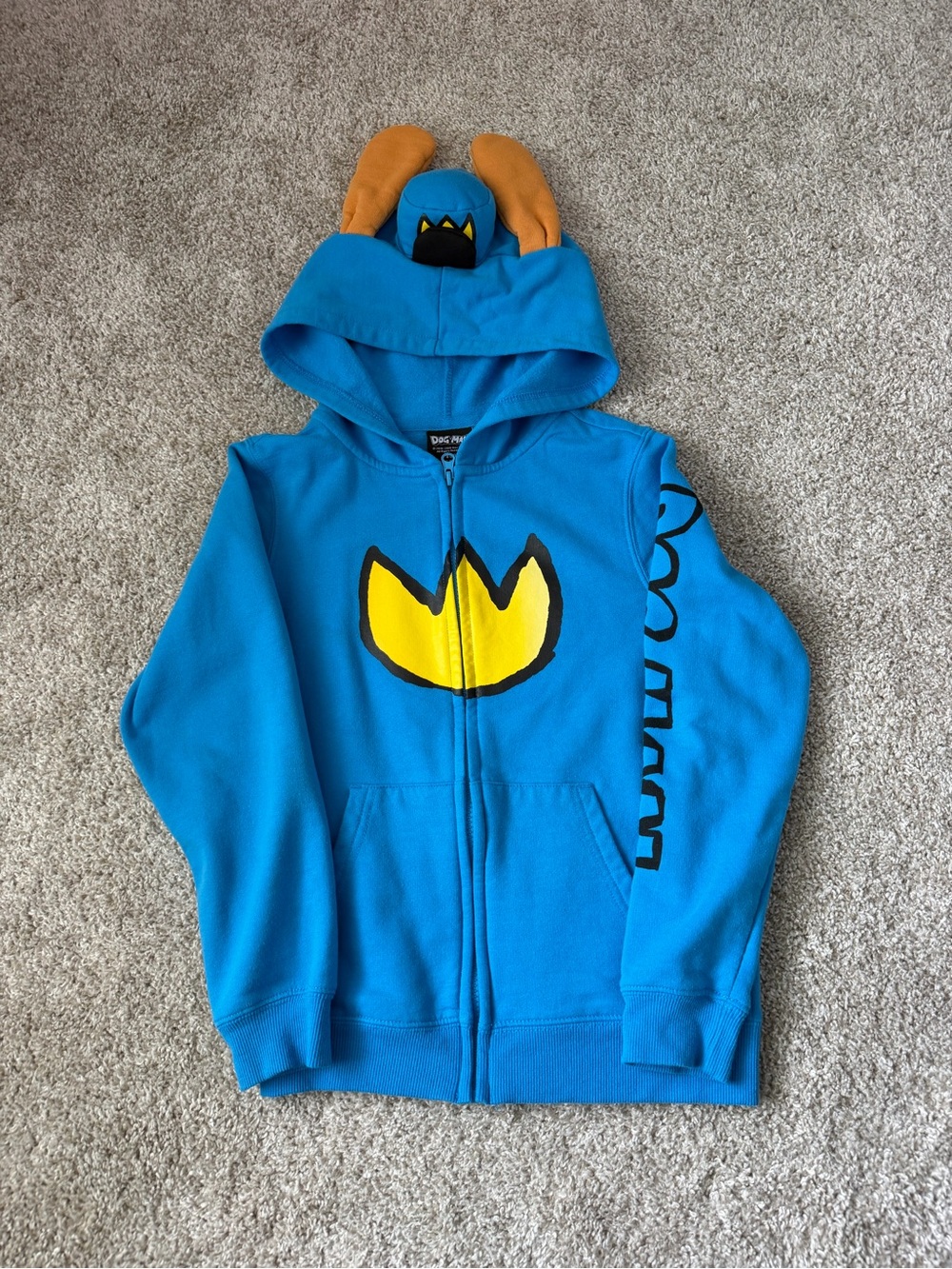 Kids Blue Dog Man Zip-Up Hoodie